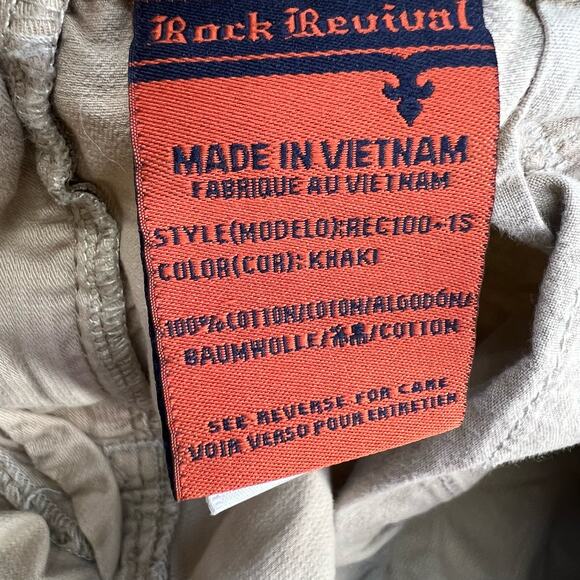 Rock Revival Men's Slim Khaki Shorts Size W32 L23 REC100-1S - Picture 11 of 16